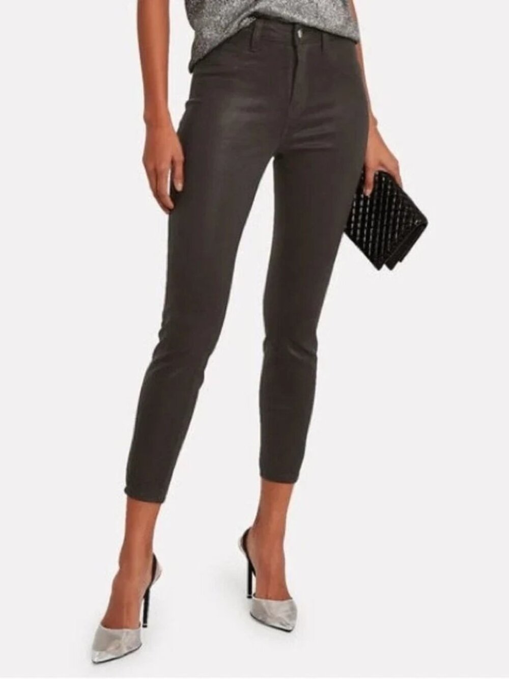 L'AGENCE Womens Jeans Size 32 Greystone Coated Margot High Rise Skinny New
